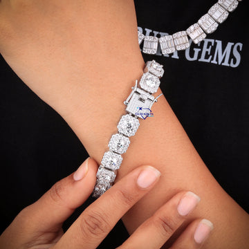 8 inch 11 mm tennis inspired halo set diamond bracelet Gurukrupa-Gems