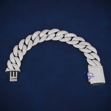 8.5 inch 18 mm fully white iced out cuban bracelet Gurukrupa-Gems