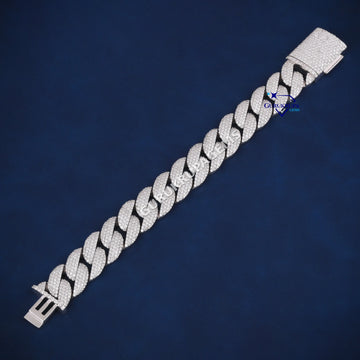 8.5 inch 18 mm fully white iced out cuban bracelet Gurukrupa-Gems