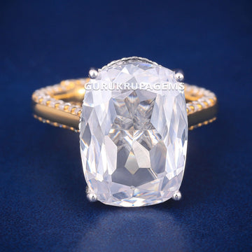 8CT approx silver emerald cut ring for women Gurukrupa-Gems