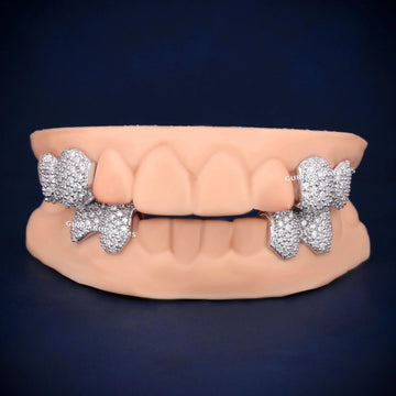925 Sterling Silver Hip Hop 16 Dental Teeth Diamonds Gurukrupa-Gems