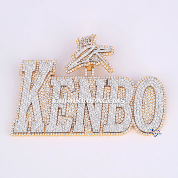 925 sterling silver lab made diamond hip hop pendant with custom letter engraved diamond jewelry - Gurukrupa-Gems