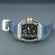 A hip hop diamond watch with moissanite stones boasting a stylish design and rubber strap-Gurukrupa-Gems