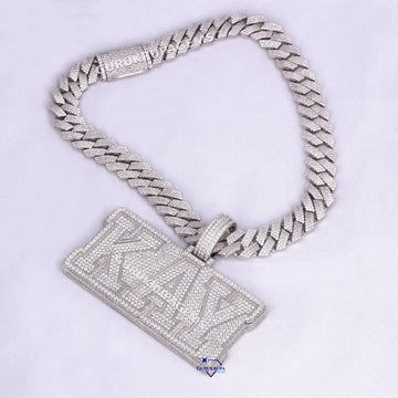 Accessorize your neck look with this custom made 14kt white gold lab grown chain pendant - Gurukrupa-Gems