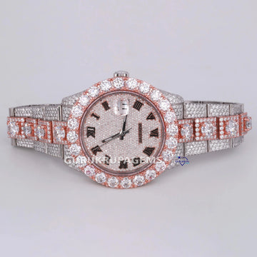 Add a touch of elegance to this brilliant hip hop fully iced out moissanite diamond watch in stainless steel Gurukrupa-Gems