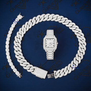 All white custom diamond buss down jewelry for men Gurukrupa-Gems