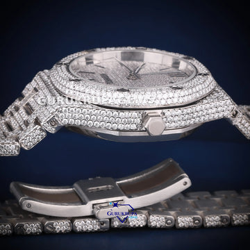 All white dial 36 mm womens hip hop diamond watch Gurukrupa-Gems