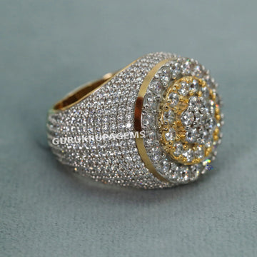 An elegant womens hip hop ring crafted from 14 kt yellow gold and adorned with lab grown diamonds of VVS clarity exuding style and sophistication Gurukrupa-Gems