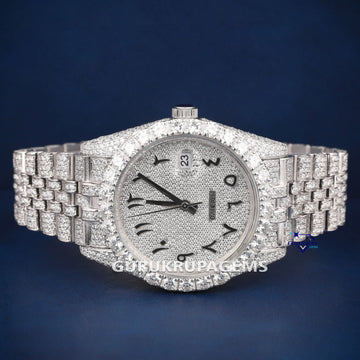 Arabic Dial Diamond Watch VVS Clarity Gurukrupa-Gems