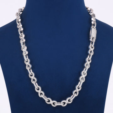 Custom White Gold Finish Iced Out Anchor Link Chain with Round Diamond Accents Jweldim Jewels