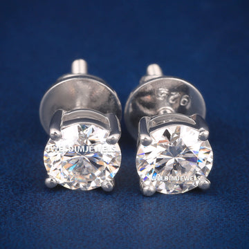 Classic White Gold Plated Diamond Stud Earrings for Men and Women Jweldim Jewels