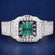 Custom Iced Out VVS Moissanite 41 mm Emerald Cut Diamond Bezel Green Dial Face Roman Numerals Watch Jweldim Jewels