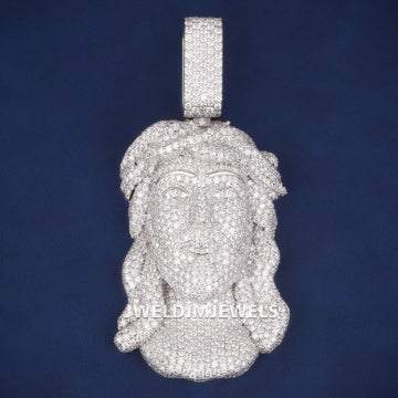 2.5*1.7 Jesus whlte gold Hip-Hop Face Pendant lab grown diamond d vvs Jweldim Jewels