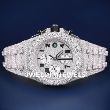 42mm Mens Iced Out Watch Real Diamonds Watch Royal Oak Kinds of Watches in Fully Silver Chronography Watch Jweldim Jewels