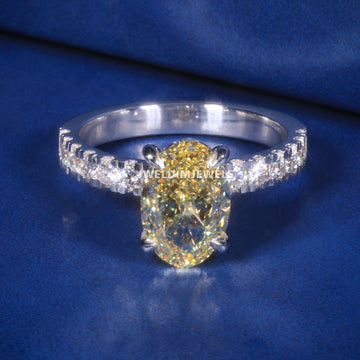 2.10 Oval yellow Cut Diamond Ring  Elegant Solitaire Ring for Womens whlte Gold VVS Diamond Jweldim Jewels