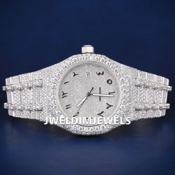 Royal Oak Arabic Numeral Custom Iced Out Moissanite Diamond HipHop Watch for Men Women Jweldim Jewels