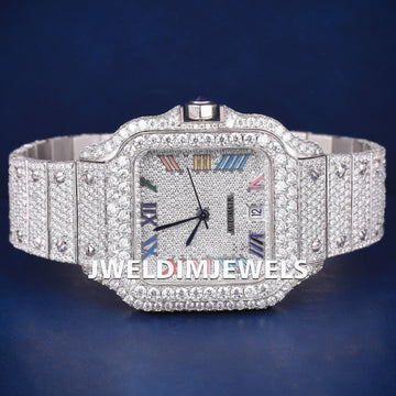 Luxury Fully Customized Iced Out Rainbow Design Roman Numerical Dial Watch for Unisex Mens Wrist Watches Jweldim Jewels