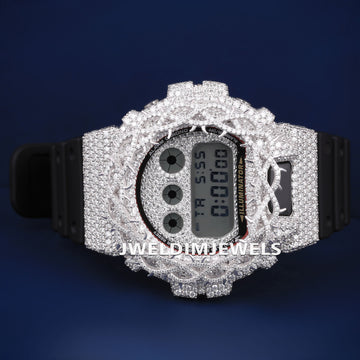 Custom Black Dial Diamond Thorn Bezel Silver Fully White Iced Out Watches Real Diamonds Trendy Watches for Unisex Jweldim Jewels