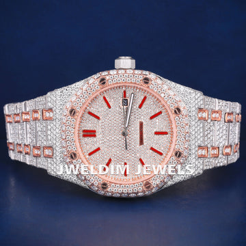Full Iced Out Customized Two Tone Rose & Silver Diamond Bezel Expensive Luxury Watches for Mens Womens Jweldim Jewels