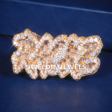 Custom Letter ring yellow gold VVS Diamond Jweldim Jewels