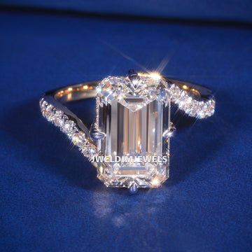 Emerald diamond solitaire  ring yellow gold VVS Diamond Jweldim Jewels