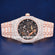 Full Iced Out Rose Plated with Black Skeleton Dial VVS Diamond Watches for Sale Mens Womens Jweldim Jewels