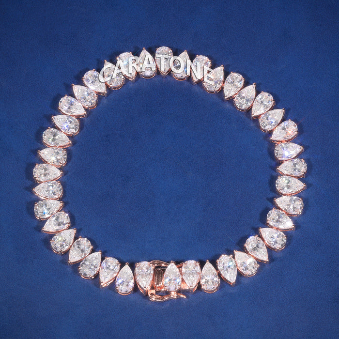 Premium Pear Shaped Diamond Eternity Bracelet in Rose Gold Finish