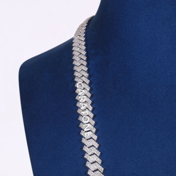 Custom Iced Out GFE Carat One Shield Pendant with Diamond Cuban Link Chain Jweldim Jewels