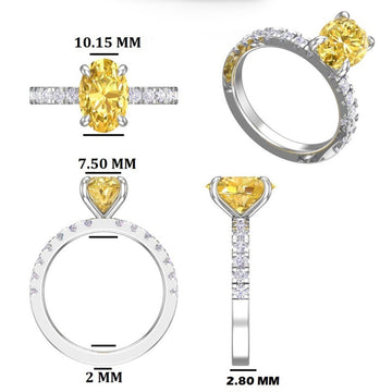 2.10 Oval yellow Cut Diamond Ring  Elegant Solitaire Ring for Womens whlte Gold VVS Diamond Jweldim Jewels