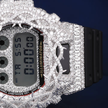 Custom Black Dial Diamond Thorn Bezel Silver Fully White Iced Out Watches Real Diamonds Trendy Watches for Unisex Jweldim Jewels