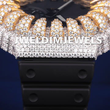 Custom Iced Out Black Analog Digital Spiked Bezel Fully Yellow Diamond Watches Jweldim Jewels