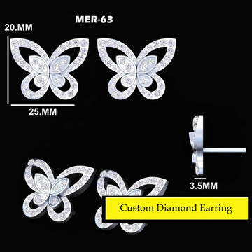 14 kt Custom butterfly diamond  earrings Jweldim Jewels