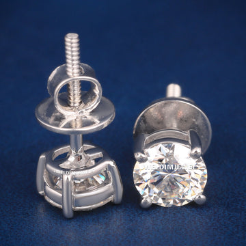 Classic White Gold Plated Diamond Stud Earrings for Men and Women Jweldim Jewels