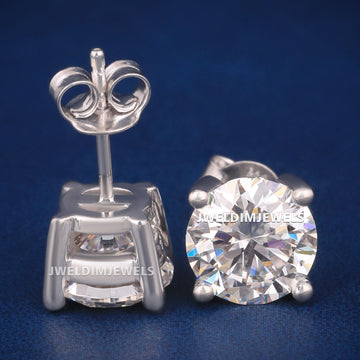 Classic Four Prong Round Cut Diamond Stud Earrings Jweldim Jewels