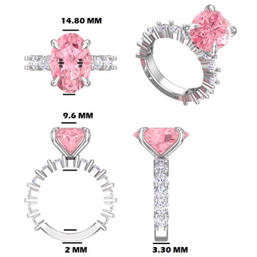 5.95  Pink oval Diamond Ring Timeless Solitaire Ring for Womens whlte Gold VVS Diamond Jweldim Jewels