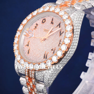 Luxury Fully Customized Watches Two Tone Arabic Dial Hiphop Watches Silver and Rose Iced Out Diamond Mens Watches Jweldim Jewels