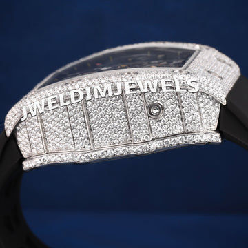 Buy Luxury Mens World Most Expensive Richest Watch with Black Skeleton Dial Fully Iced Out Diamond Bezel Black Rubber Belt New Ice Watches for Mens Womens Jweldim Jewels