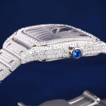 Fully Custom Silver Hip Hop Diamond Watches for Mens Iced Out Skeleton Watch Jweldim Jewels