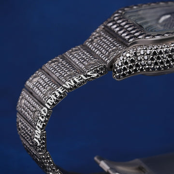 Custom Fully Black Diamond Iced Out Watches with Black Arabic Dial Best Black Luxury Watches for Mens Womens Jweldim Jewels