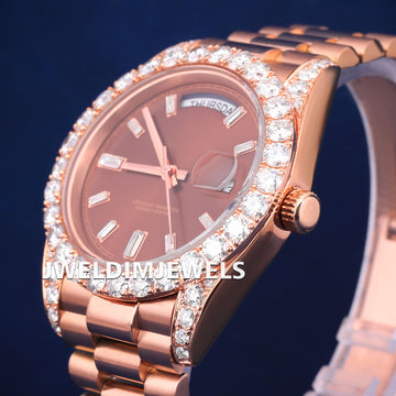 White & Rose Two Tone Full Icy Watches in Luxury Customized Diamond Rapper Watches Jweldim Jewels