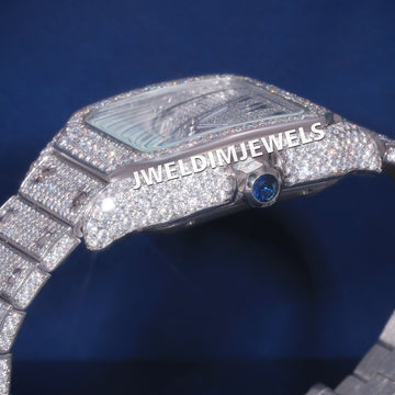 Luxury Classic Arabic Dial Iced Out VVS Bust Down Moissanite Watch with Full Diamond Icy Mens Silver Watches Jweldim Jewels