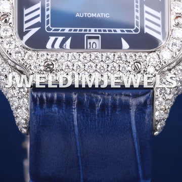 Blue Roman Dial Moissanite Diamond Watch for Men Jweldim Jewels