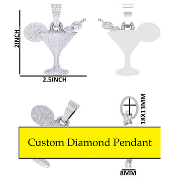 2*2.5 Cocktail glass statement pendant lab grown diamond d vvs Jweldim Jewels