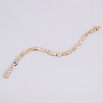 Bezel set 14kt lab grown emerald cut diamond tennis bracelet for women Gurukrupa-Gems