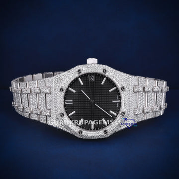 Black color dial fully iced out diamond watch Gurukrupa-Gems