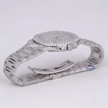 Branded lab made diamonds stainless steel custom built diamond watch Gurukrupa-Gems