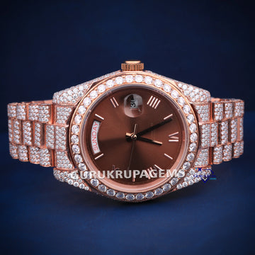 Brown face hiphop diamond watch VVS clarity for men women Gurukrupa-Gems