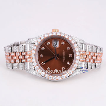 Chocolate color dial 41 mm stainless steel diamond watch Gurukrupa-Gems