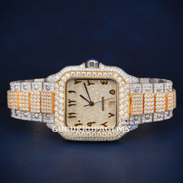 Classy Two Tone Arabic Dial Pass Diamond Tester Hip Hop Watch Gurukrupa-Gems