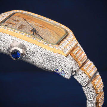 Classy Two Tone Arabic Dial Pass Diamond Tester Hip Hop Watch Gurukrupa-Gems